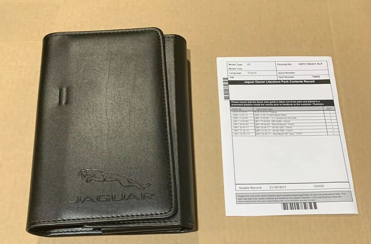 Jaguar XE Owners HandBook And Leather Wallet French