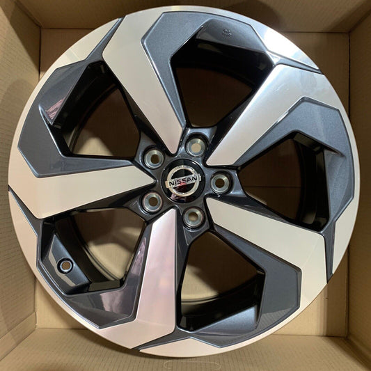 New Genuine Set Of 4 Nissan Qashqai 18" Alloy Wheels Grey And Diamond Cut