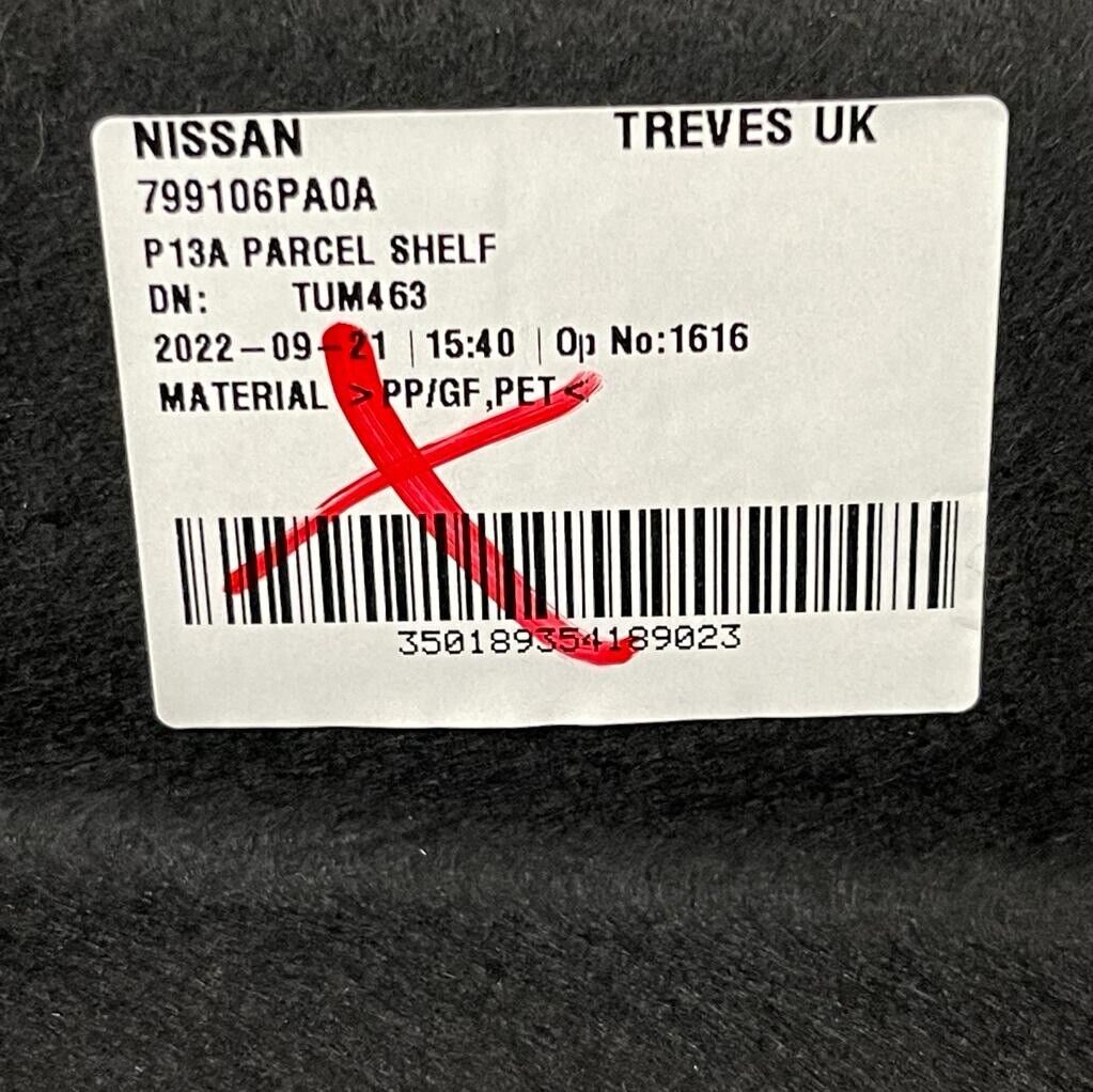 New Genuine Original Nissan Juke Parcel Shelf 2020-22 P13A 799106PA0A