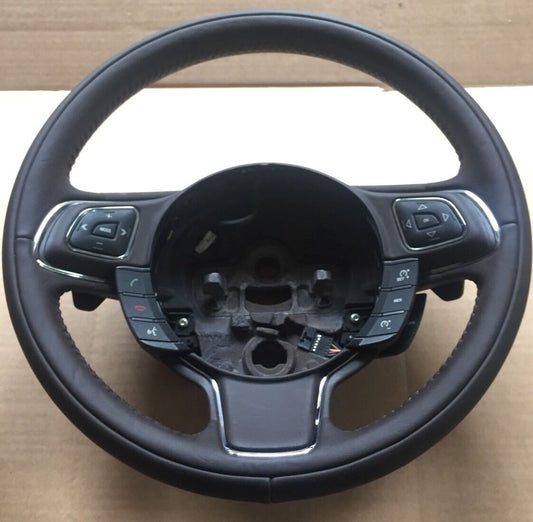 Genuine Jaguar XJ351 Brown Leather Steering Wheel, Voice Control, Paddle Shift