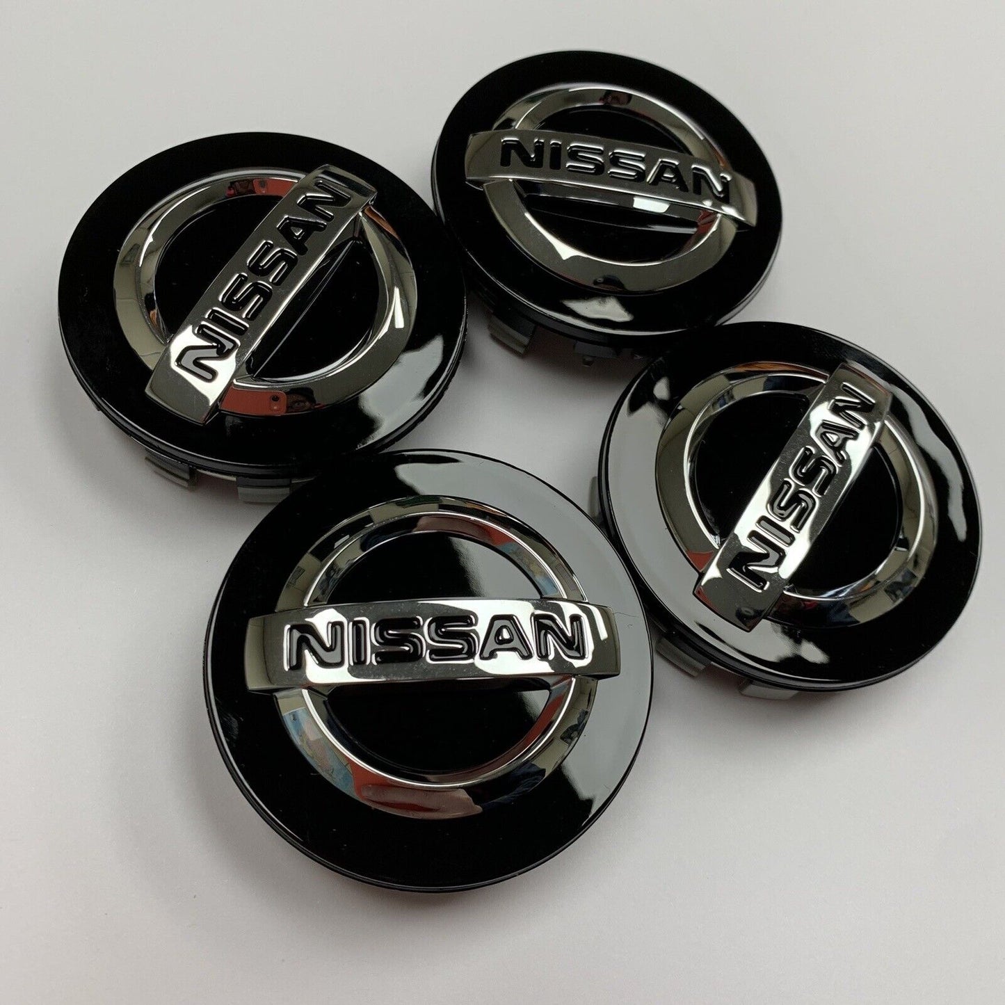X4 Genuine Nissan Juke Alloy Wheel 50mm Centre Caps Black Chrome 40342BR02A