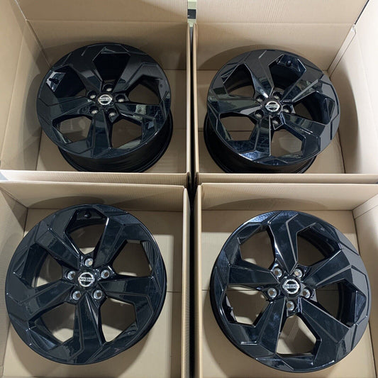 New Genuine Set Of 4 Nissan Qashqai 18" Gloss Black Alloy Wheels