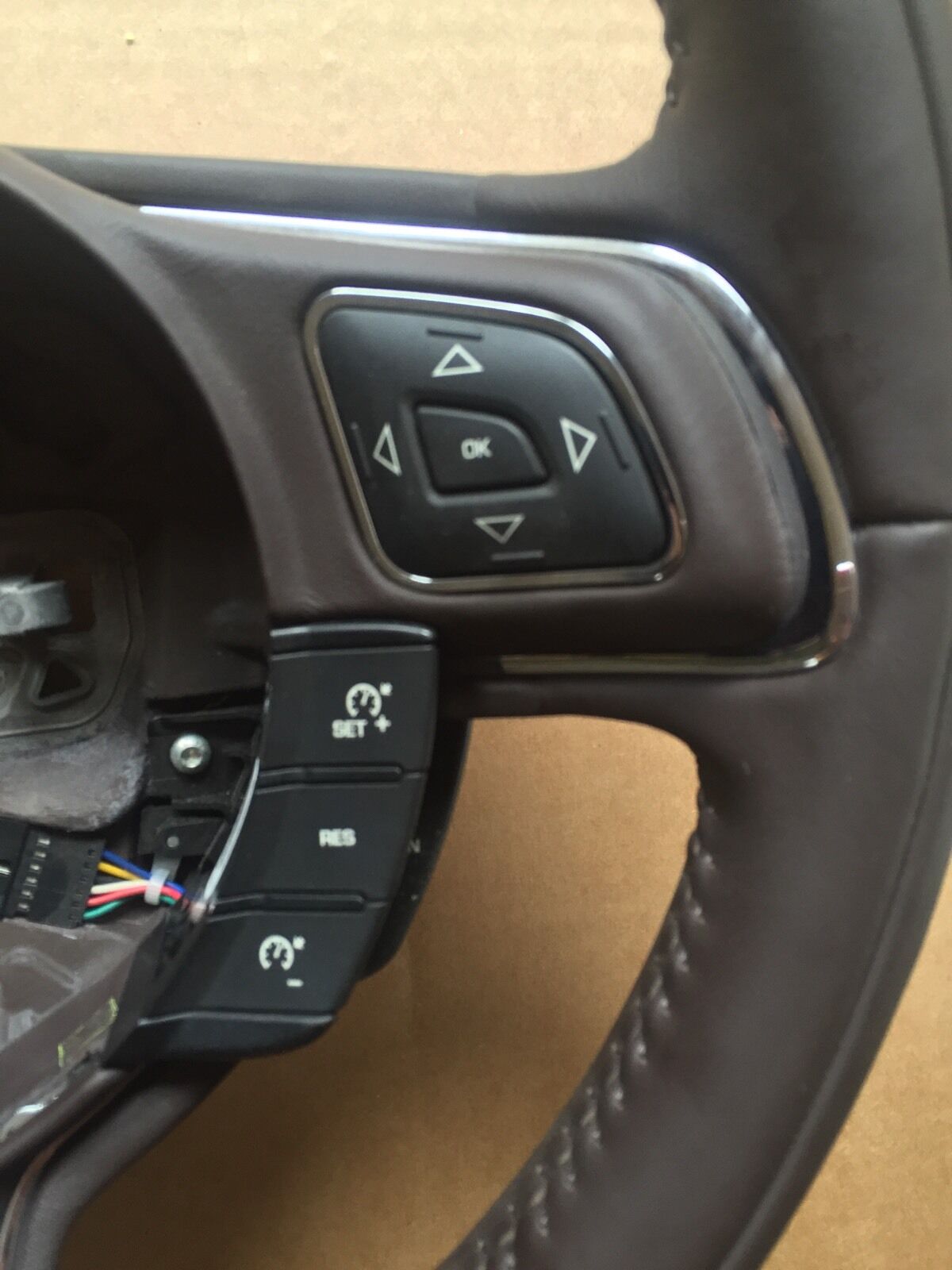 Genuine Jaguar XJ351 Brown Leather Steering Wheel, Voice Control, Paddle Shift