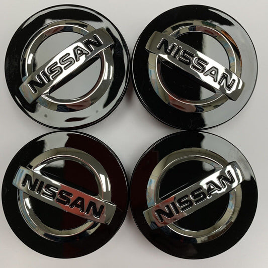 X4 Genuine Nissan Juke Alloy Wheel 50mm Centre Caps Black Chrome 40342BR02A