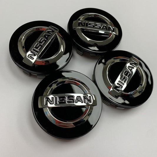 X4 Genuine Nissan Juke Alloy Wheel 50mm Centre Caps Black Chrome 40342BR02A