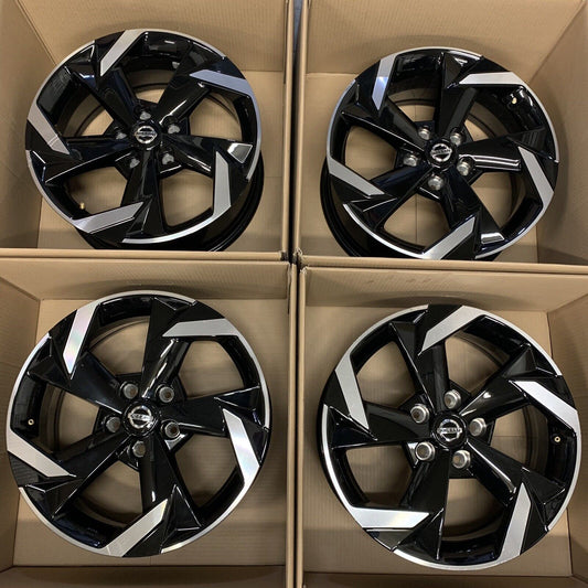 Genuine Nissan set of 4 Juke 17" alloy Wheels Diamond Cut Gloss Black 7J 35