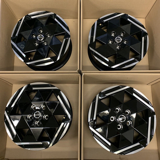 Genuine Set Nissan Leaf 16" Alloy Wheels diamond Cut Gloss Black 6.5J 40