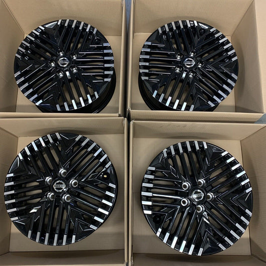 Genuine set of 4 Nissan Leaf 17" Alloy Wheels diamond Cut Gloss Black 6.5J 45